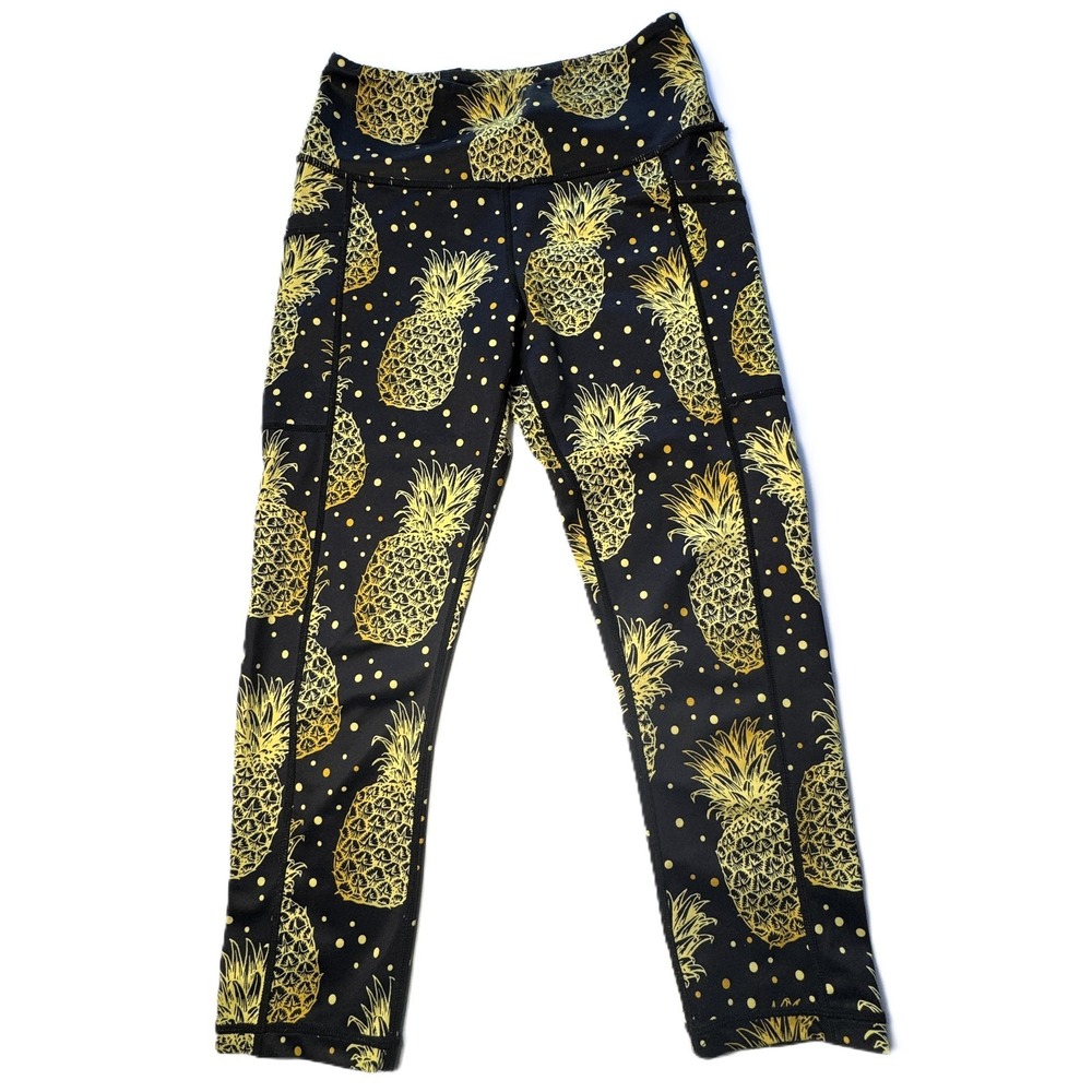 Constantly Varied Gear CVG Gold Pineapples Capri‎ Leggings Womens XS Fineapples